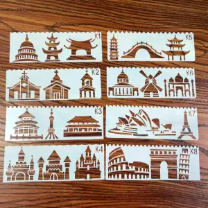 8 pcs Monuments Theme Decoration icing Stencils set