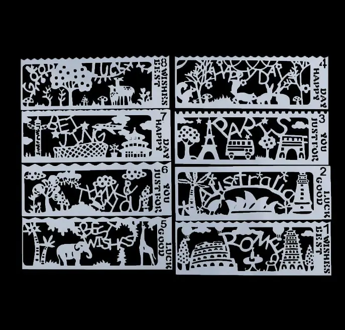 8 pcs Travel Vacation around the world Decoration icing Stencils set