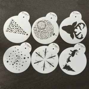 6 pcs Christmas theme Decoration icing Stencil set
