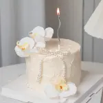 2 pcs Large and small Orchid artificial flower cake topper Set