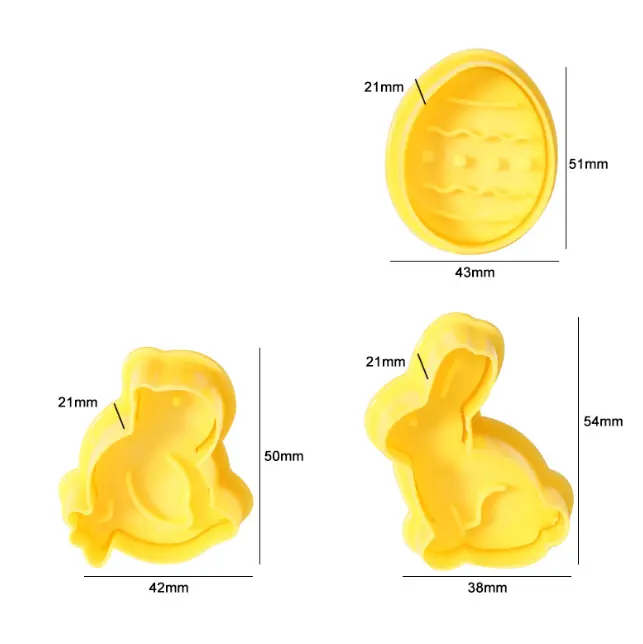 3 pcs Easter theme Plunger Cutter set