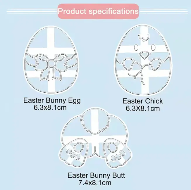 3 pcs Easter chicken rabbit egg cookie Theme Cookie Cutter set
