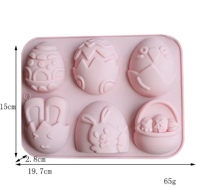 6 Cavity Easter Bunny carrot Egg theme Silicone Mould Style 3
