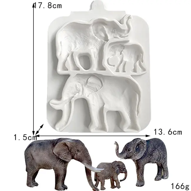 2 Cavity Elephant silicone mould