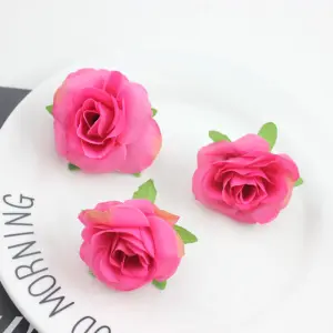 10 pcs Pink Rose artificial flower cake topper