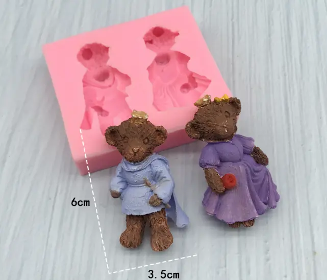 2 Cavity Teddy bear Princess Princess silicone mould