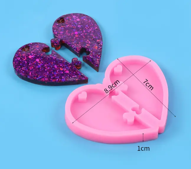 Couple Heart puzzle silicone mould