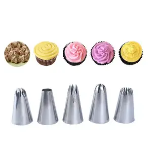 5 pcs Icing Piping Nozzle set (2f,2a,1m,2d,6b)