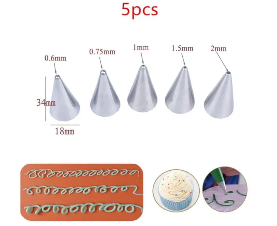 5 pcs Writing Icing Piping Nozzle set
