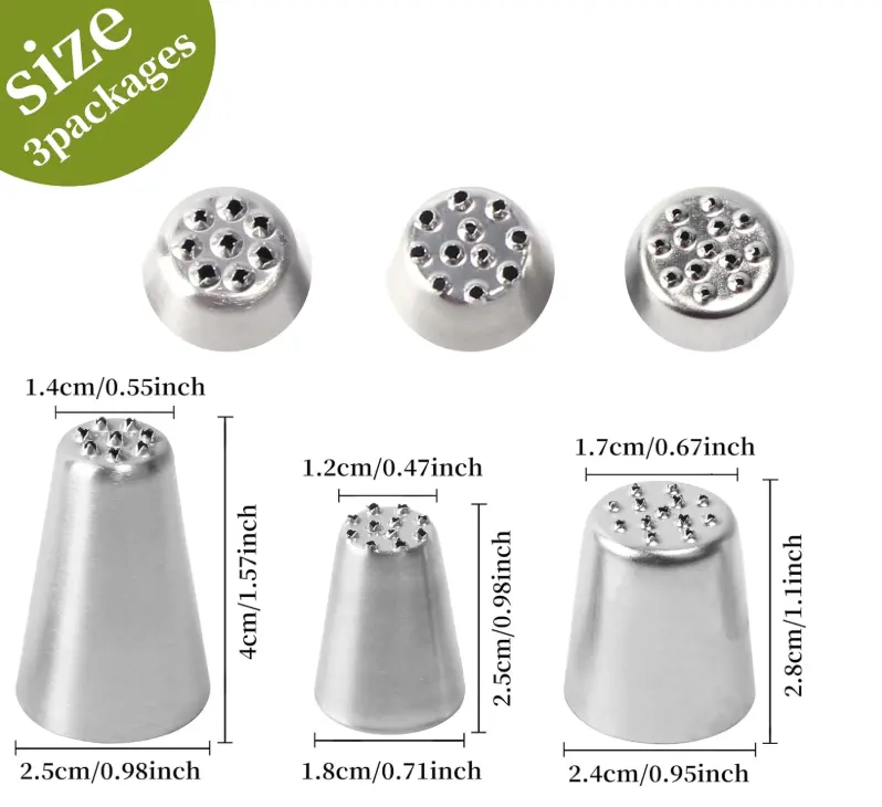 3 pcs Grass hair fur piping tip nozzle multi opening tip 233,234,235