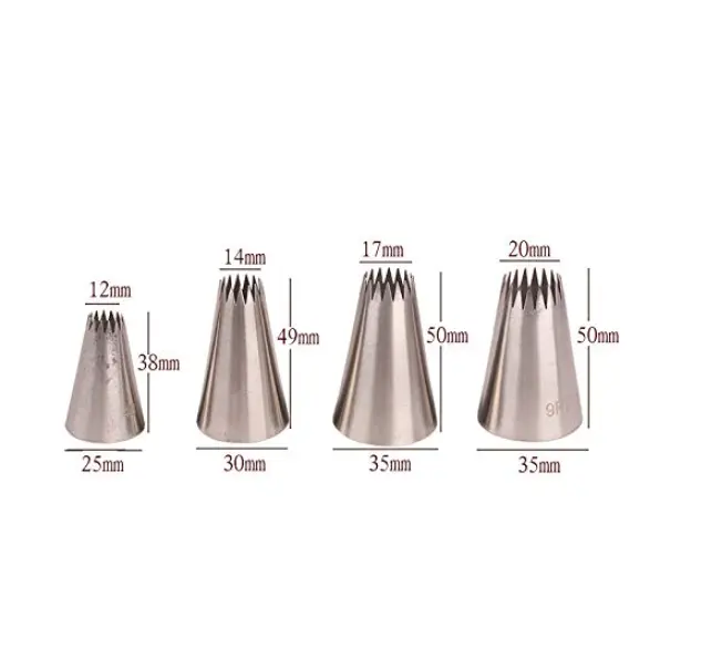 Russian Nozzles Open Star Tips Set of 4 Pcs