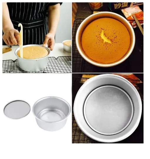 Aluminum Straight Round Cake Push Pan Removable Bottom Cake Mould (10 inch)