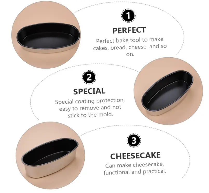 Non-Stick Cake Pan 9 Inch Oval Shape Non-Stick Aluminum Cheese Pan