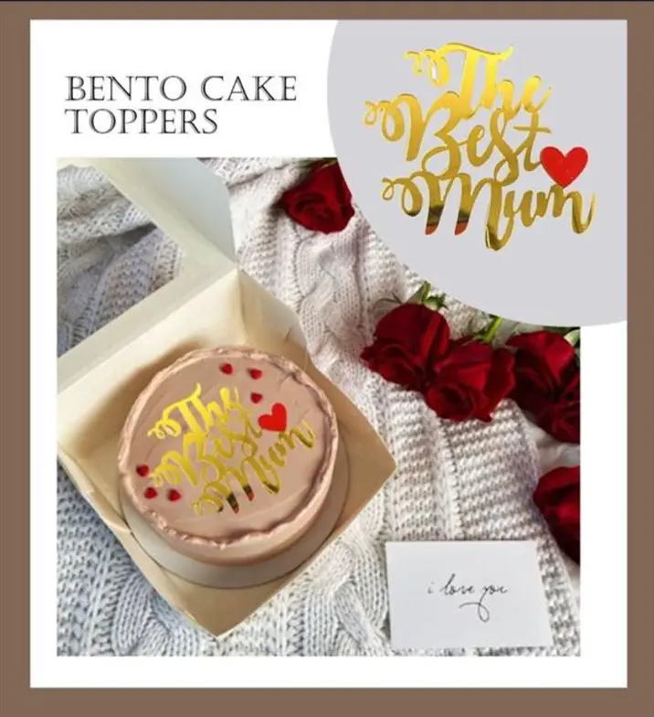 The Best mum with red heart cake topper STYLE18