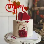 I Love Mom with red Heart cake topper STYLE 29