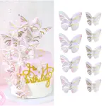 10 pcs Paper Butterfly with pearl detail topper set (Light Pink)