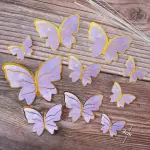 10 pcs Paper butterfly with golden topper set (Purple)