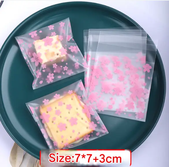 Pink flower Theme 100pcs Cookie Candy Sleeve style 2 (size small)