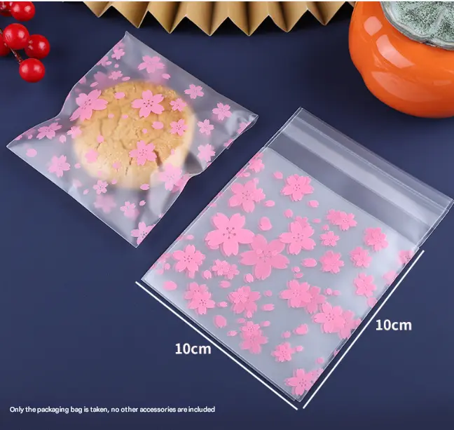 Pink flower Theme 100pcs Cookie Candy Sleeve style 2 (size Large)