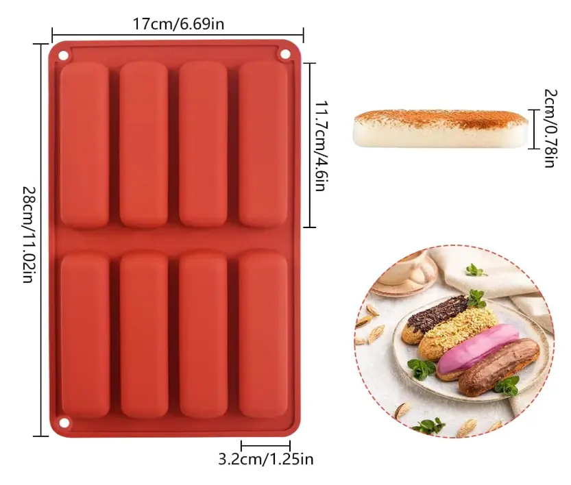 8 Cavity Eclair Chocolate Bar Silicone Mould