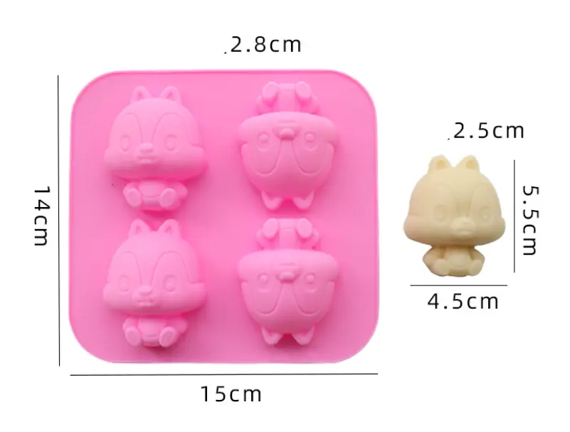 4 Cavity Squirrels Silicone Mould