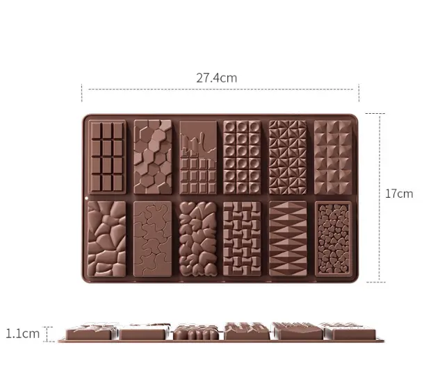 12 in 1 Mini Bar Designer Silicon Chocolate Brown Mould