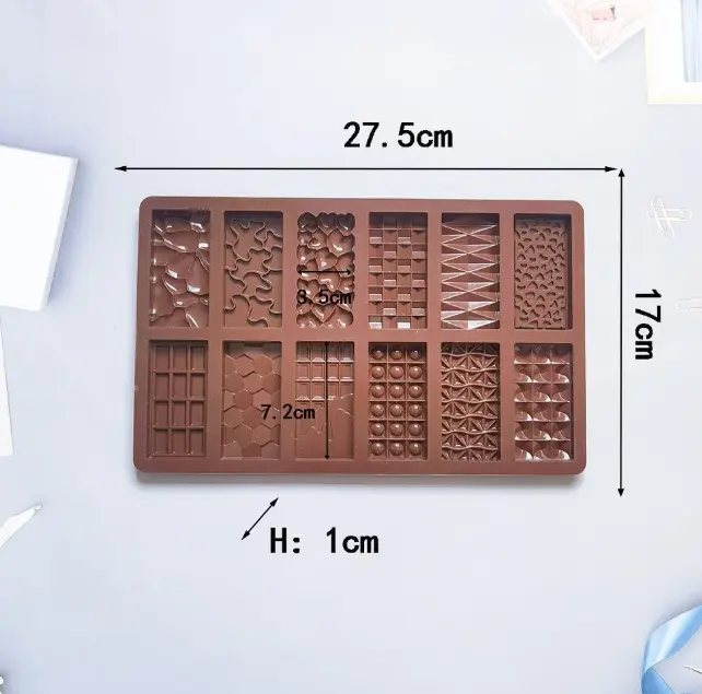 12 in 1 Mini Bar Designer Silicon Chocolate Brown Mould