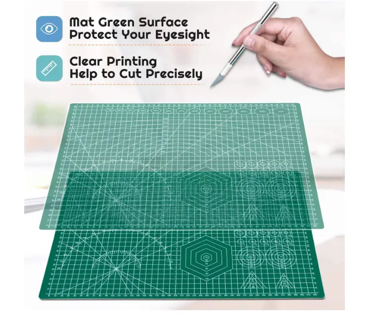 Self Healing 3-Ply Double Sided Durable Non-Slip PVC Cutting Mat Great for Scrapbooking,Quilting,Sewing and all Arts & Crafts Projects - A3 Size