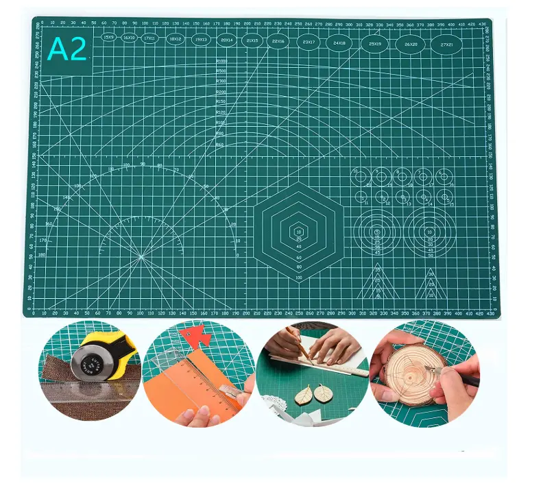 Self Healing 3-Ply Double Sided Durable Non-Slip PVC Cutting Mat Great for Scrapbooking,Quilting,Sewing and all Arts & Crafts Projects - A2 Size
