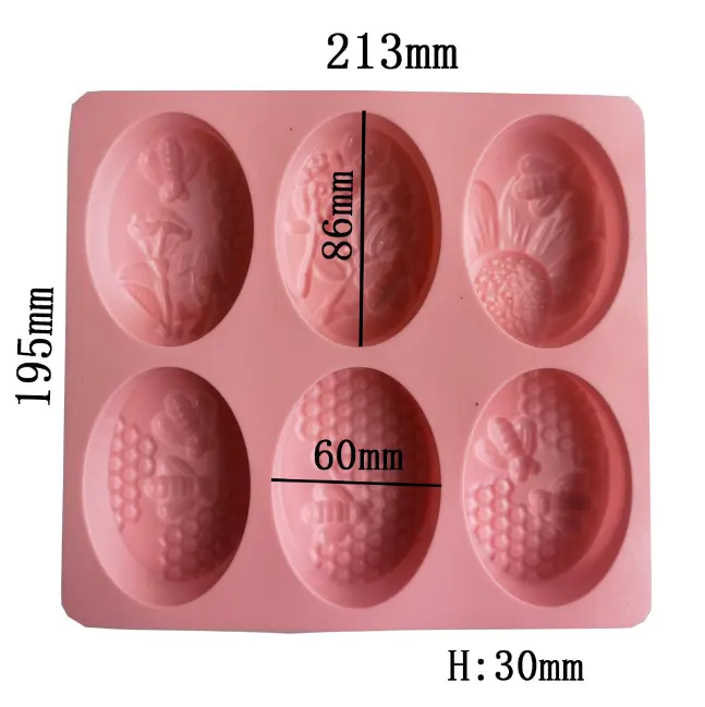6 Cavity Honey Bee theme Silicone Mould