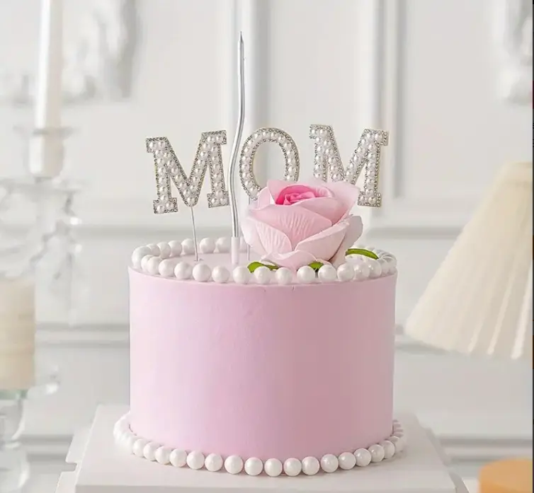 Pearl Studded Mom cupcake and cake topper