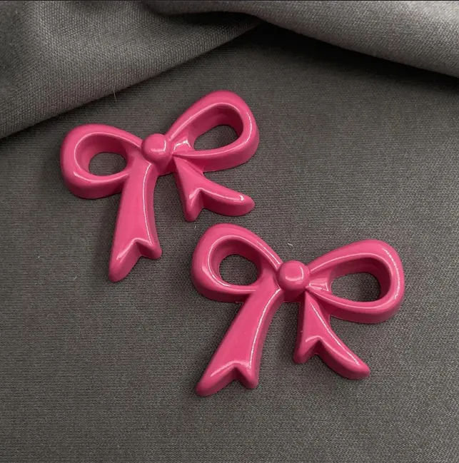 2 pcs Pink Bow cake topper set