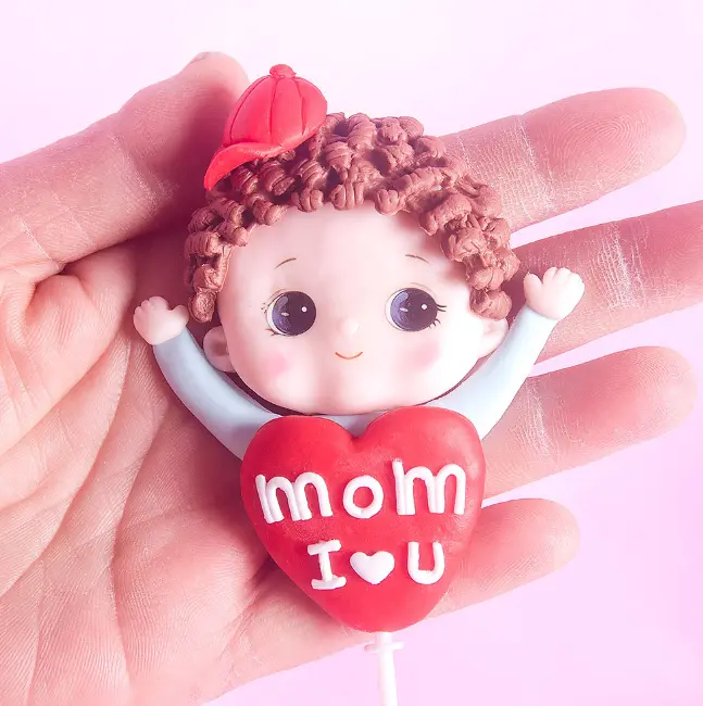 Child heart mom i Love you cake topper