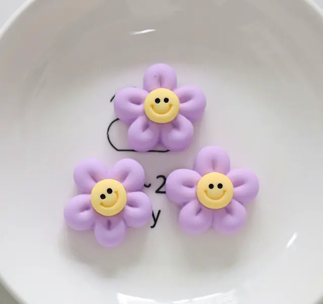 3 pcs Daisy Purple flower cake topper