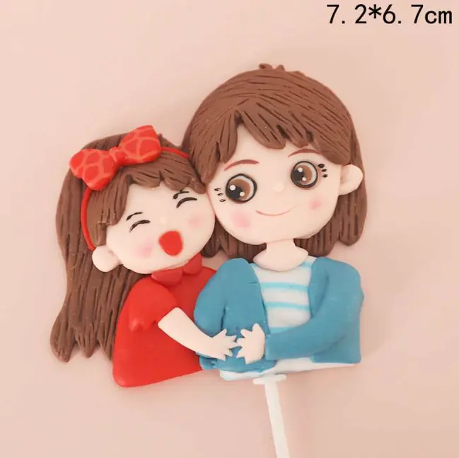 Mom and daughter love cake topper