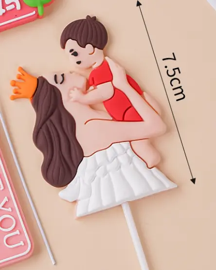Mom holding child cake topper