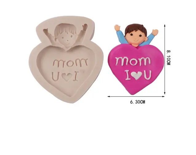 Child holding I love you mom silicone mould