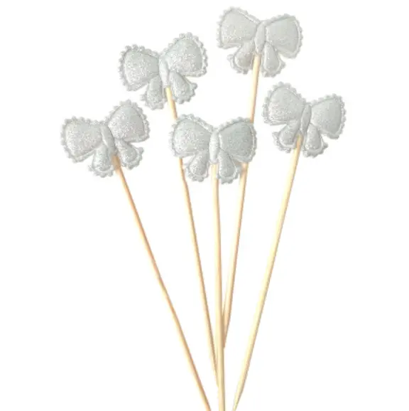 5 pcs Bow cake topper set - Silver
