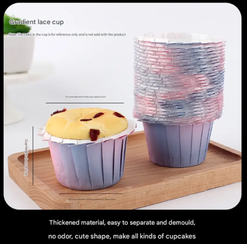 Gradient Colour Aluminum Foil Baking Cups / Muffin Cups (50 pieces) Style 2