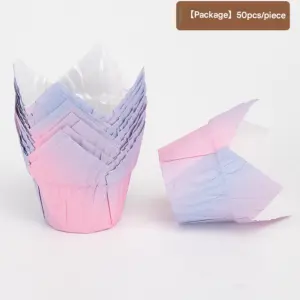 Tulip shape Gradient Colour Aluminum Foil Baking Cups / Muffin Cups (50 pieces)