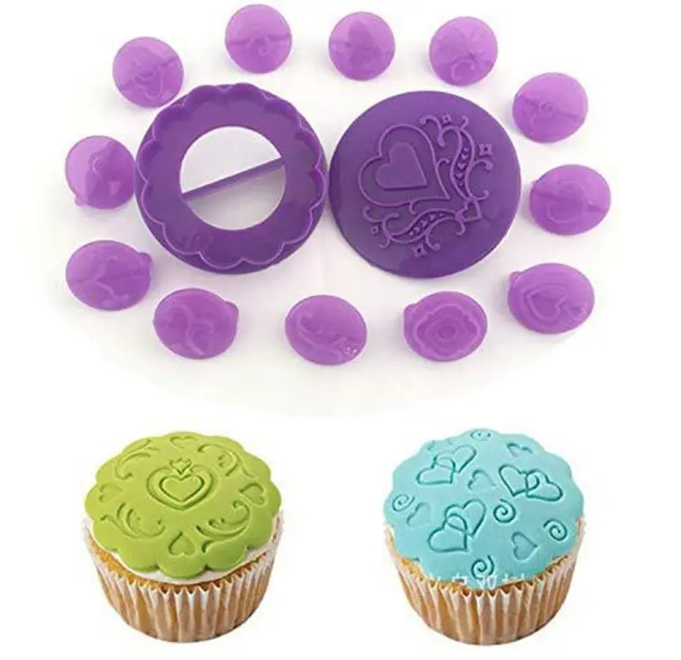 Cake Decor 14pcs Cupcake Decorating Set Cookie Plastic Fondant Cutter Gumpaste Cutter