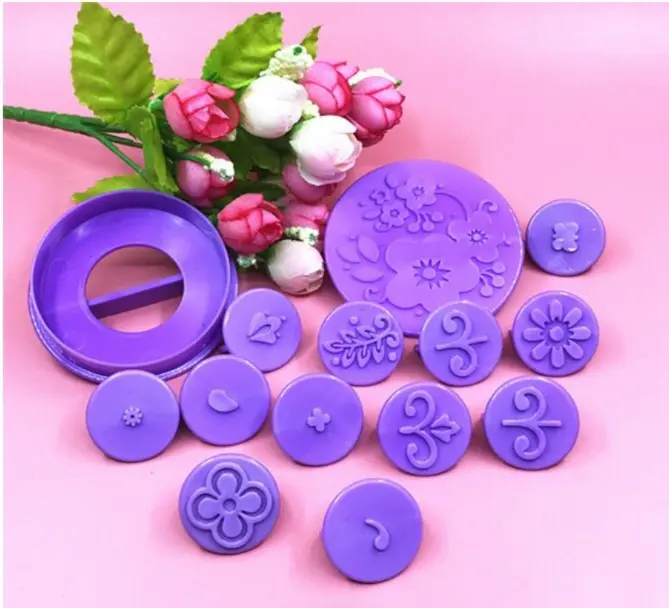 Cake Decor 14pcs Cupcake Decorating Set Cookie Plastic Fondant Cutter Gumpaste Cutter