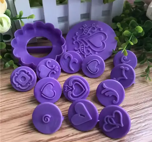 Cake Decor 14pcs Cupcake Decorating Set Cookie Plastic Fondant Cutter Gumpaste Cutter