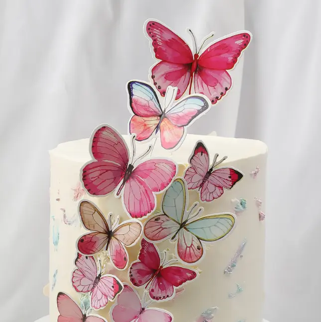 10 pcs Paper Butterfly with pearl detail topper set Style 2
