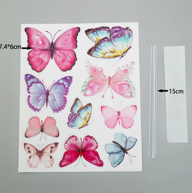 10 pcs Paper Butterfly with pearl detail topper set Style 2