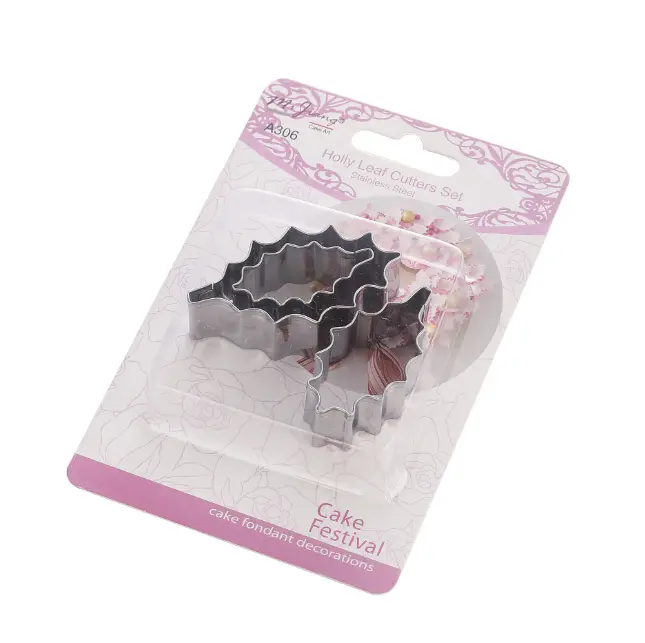 3 Pcs Holly Leaf Fondant Sugarcraft Stainless Steel Cutter set