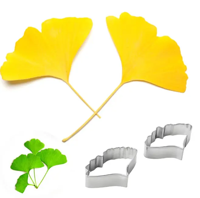 2 Pcs Gingko Biloba leaf Fondant Sugar craft Stainless Steel Cutter set