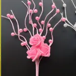 1 pcs Pink Artificial Pearl Blossoms Flower Stick cake topper