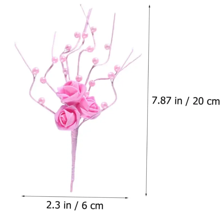 1 pcs Pink Artificial Pearl Blossoms Flower Stick cake topper
