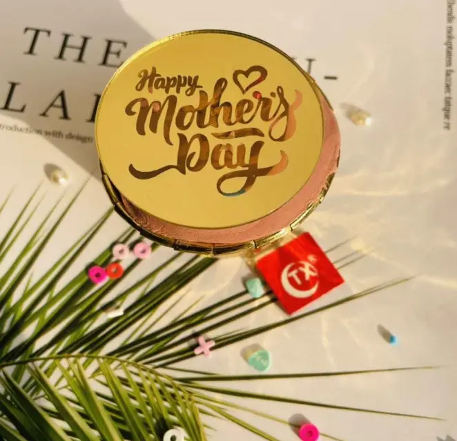 5 pcs Circle Happy Mothers cake coin topper
